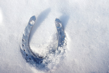 find a horseshoe on the outside in the snow for good luck