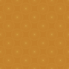 Abstract seamless background. Elegant wrapping textile pattern design with stylized light contour flowers on the yellow background. Vector illustration eps