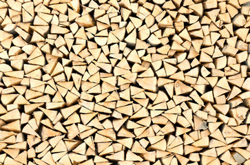 Dry chopped firewood logs ready for winter