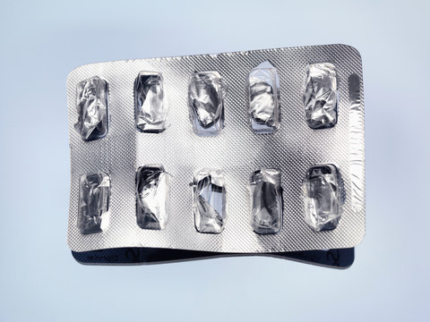 Empty foil packaging of drugs