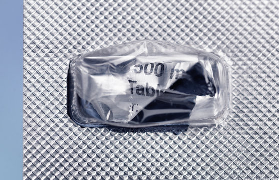 Empty foil packaging of drugs