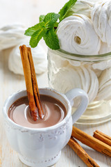 Cup of cocoa and marshmallows.