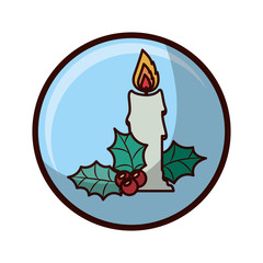 crystal sphere with Christmas candle vector illustration