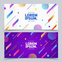 Abstract motion banners. Colorful geometric shapes composition. Trendy design. Eps10 vector geometric banners set.
