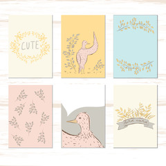 Hund drawn vector illyustration. Cute small bird fall..Cartoon style..Baby drawing.Doodle..romantic autumn card