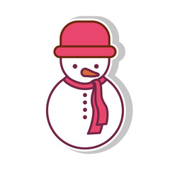 snowman with shadow and red hat vector illustration