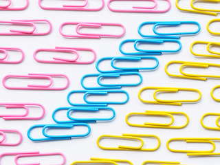 colorful paperclip pettern on white background