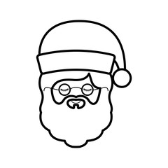 front face silhouette santa claus with christmas hat vector illustration