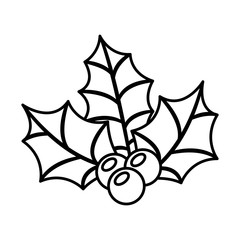 ornament silhouette with leaves and berrys vector illustration