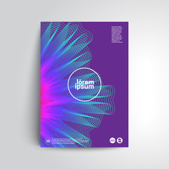 Abstract cover with mesh mandala. 3d mesh flower illustration, cool gradient colors. Eps10 vector.