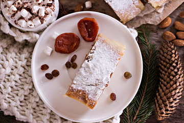 strudel with dried fruits