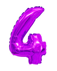 number 4 (four) from balloons purple, violet