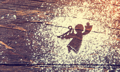 Christmas homemade cookies on wooden table