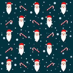 Pattern with Santa Clausa nd snowflakes around