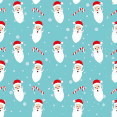  Seamless flat  Santa Christmas pattern.Christmas pattern with santa Claus.