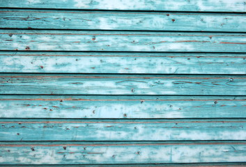 Obraz premium Blaue Lattenwand