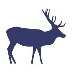 Standing deer silhouette on white background. Vector illustration