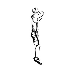 Fototapeta na wymiar Shooting basketball player, abstract vector silhouette