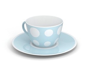 Isolated classic cup with pattern on white background. 3D Illustration.