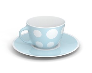 Isolated classic cup with pattern on white background. 3D Illustration.