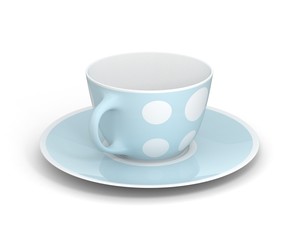 Isolated classic cup with pattern on white background. 3D Illustration.