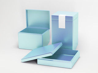 Aluminum box 3d rendering