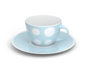 Isolated classic cup with pattern on white background. 3D Illustration.