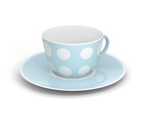 Isolated classic cup with pattern on white background. 3D Illustration.
