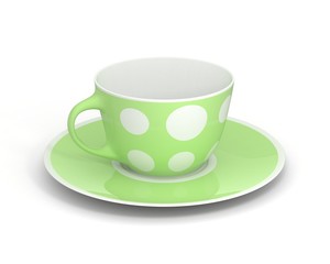 Isolated classic cup with pattern on white background. 3D Illustration.