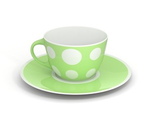 Isolated classic cup with pattern on white background. 3D Illustration.