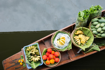 Fruits in the boat ,floating market , Thailand.