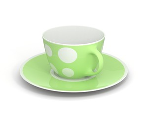 Isolated classic cup with pattern on white background. 3D Illustration.