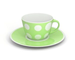 Isolated classic cup with pattern on white background. 3D Illustration.