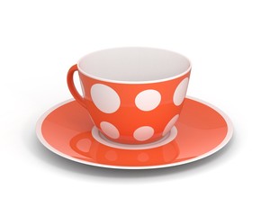 Isolated classic cup with pattern on white background. 3D Illustration.