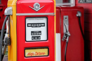 Fototapeta premium Red vintage gasoline pump.