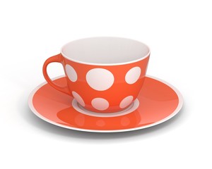 Isolated classic cup with pattern on white background. 3D Illustration.