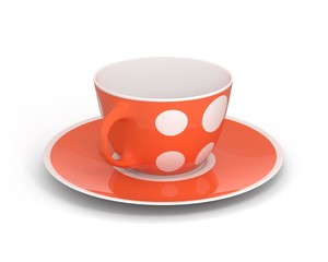 Isolated classic cup with pattern on white background. 3D Illustration.