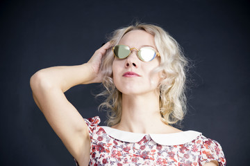 cute blonde girl with glasses