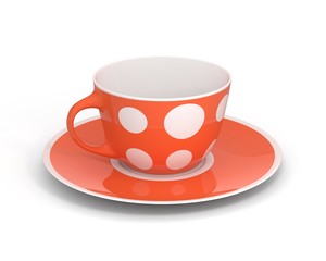 Isolated classic cup with pattern on white background. 3D Illustration.