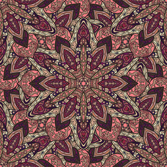 Ornate floral seamless texture, endless pattern with vintage mandala elements.