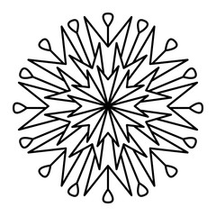 Simple mandala flower design for coloring  book pages. Doodle floral pattern in bold print. Easy coloring mandala for beginners. 