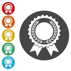 Award with laurels icons set 