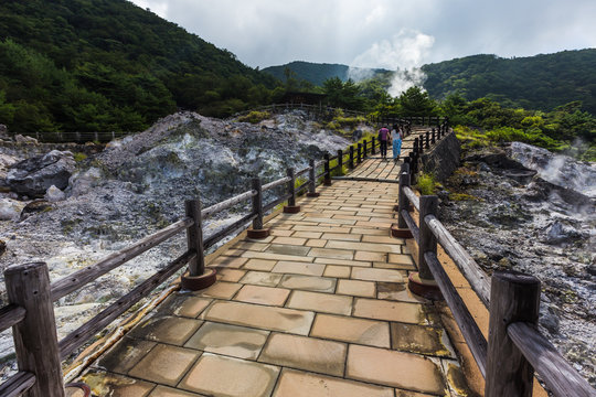 Fototapeta Unzen Hot Spring & Unzen Hell landscape in Nagasaki, Kyushu.