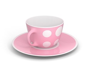 Isolated classic cup with pattern on white background. 3D Illustration.