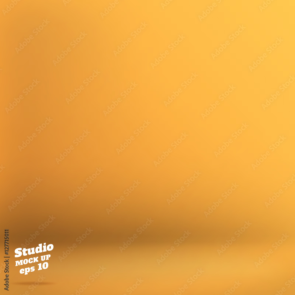 Poster vector,empty yellow orange color studio room background ,templat