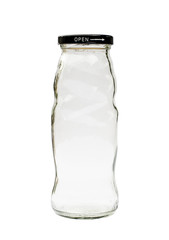 Empty glass bottle.