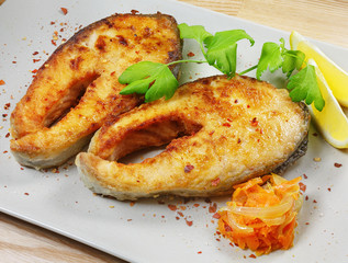 fish food with lemon on the plate 