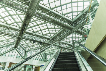 roof steel of department store and escalator - can use to display or montage on product