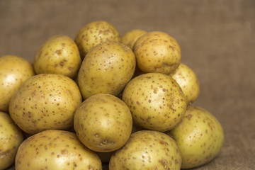 Potatoes on brown background