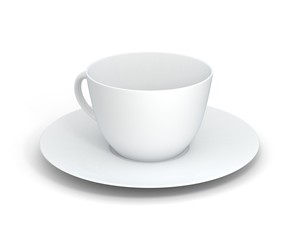Isolated classic cup on white background. 3D Illustration.